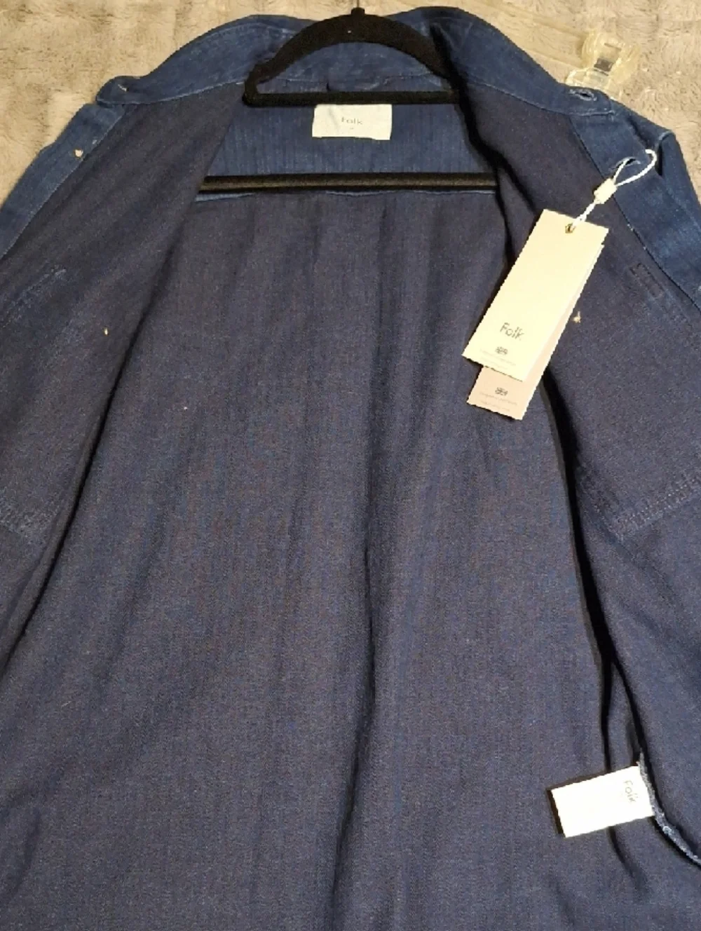 Folk Indigo Denim Shirt Jacket NWT Sz MED - Picture 5 of 6